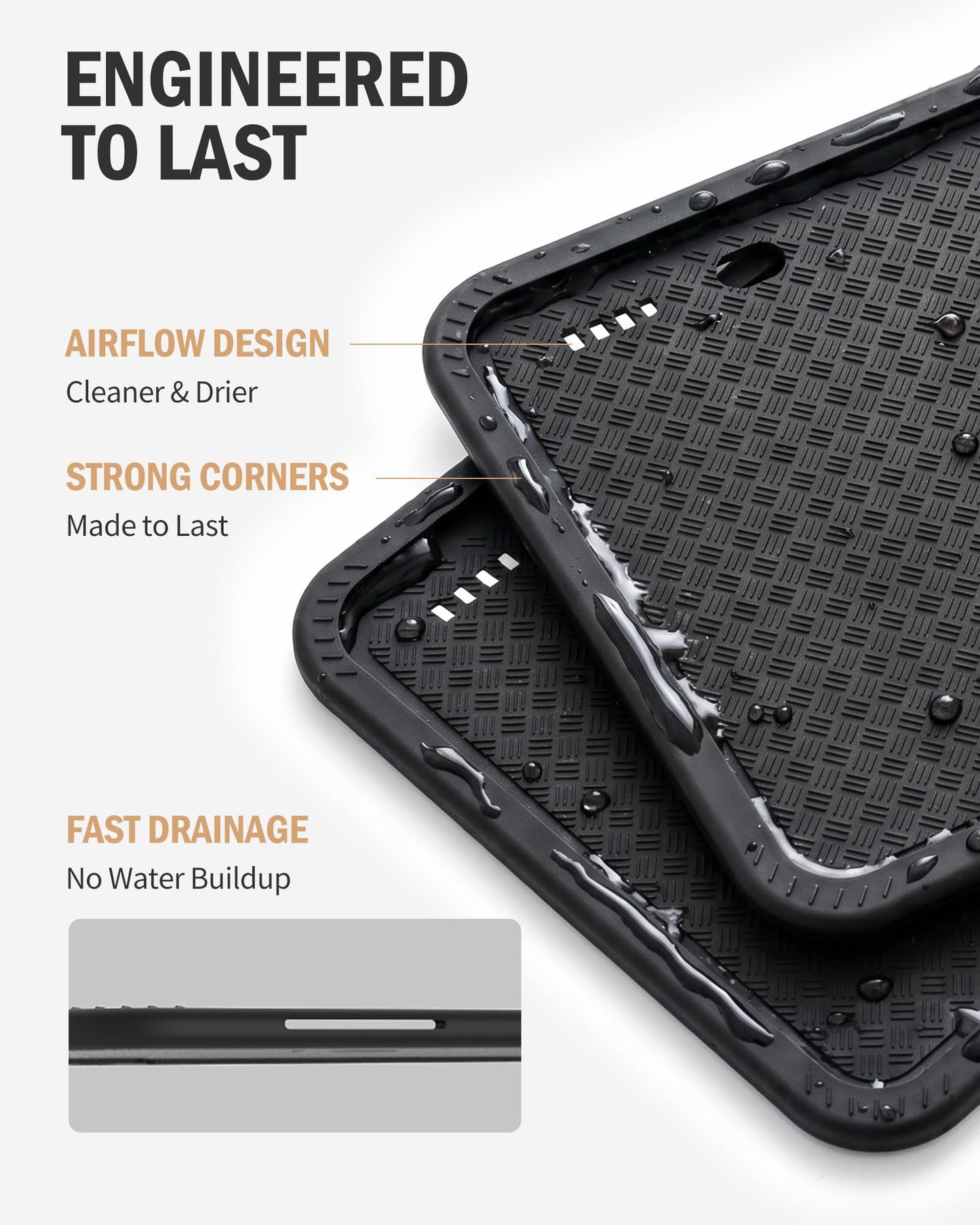 Aujen Silicone License Plate Frame – 2 Pack, Black – Rust-Proof & Weatherproof