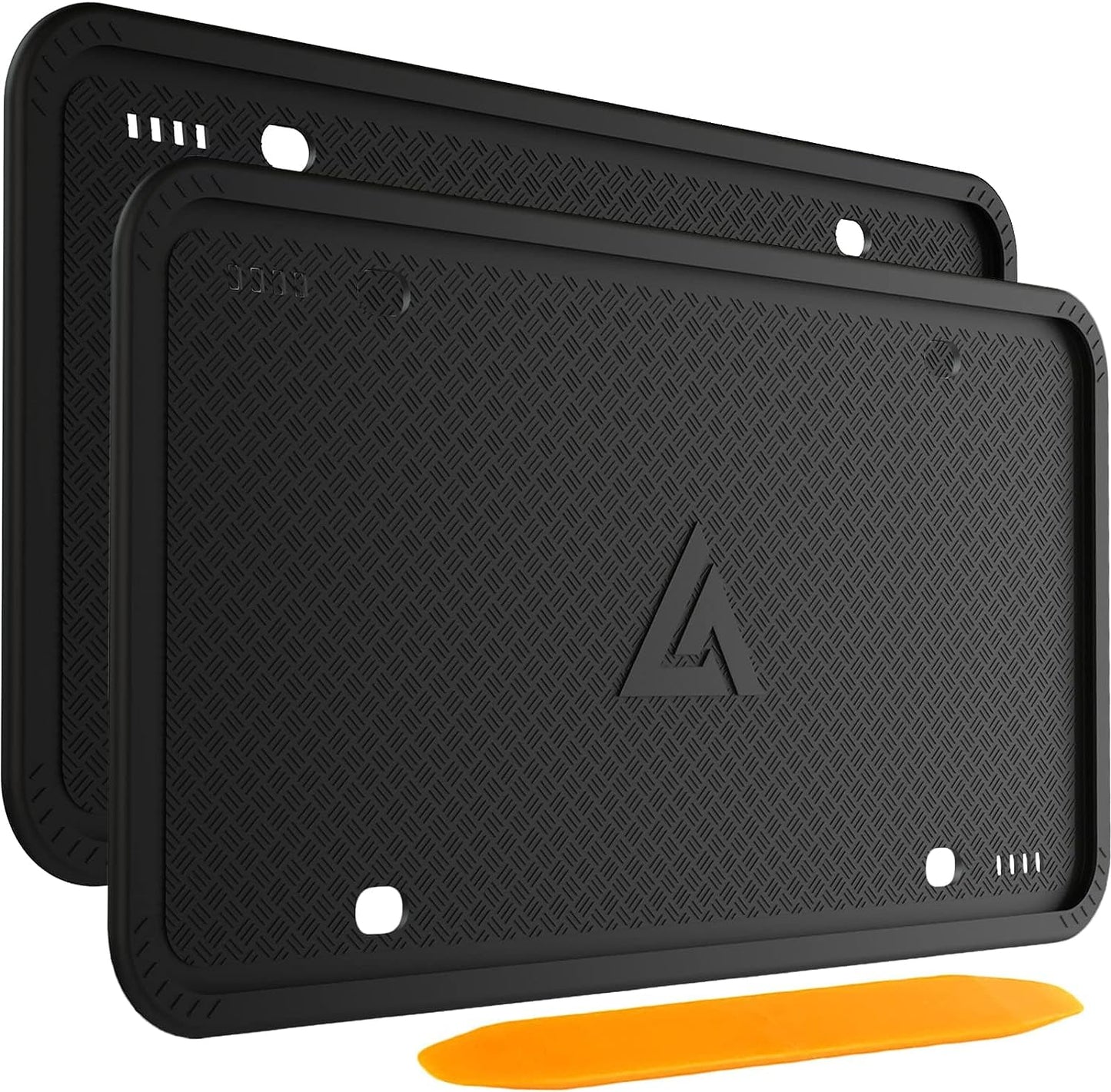 Aujen Silicone License Plate Frame – 2 Pack, Black – Rust-Proof & Weatherproof